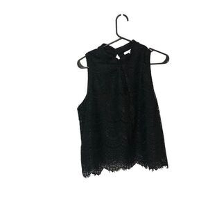Haute Monde Size Large (L) NWT Black Lace Mock Turtle Neck Blouse